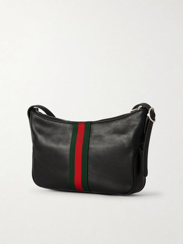Lunetta Webbing-Trimmed Leather Messenger Bag - BK Lunetta Webbing-Trimmed Leather Messenger Bag - BK