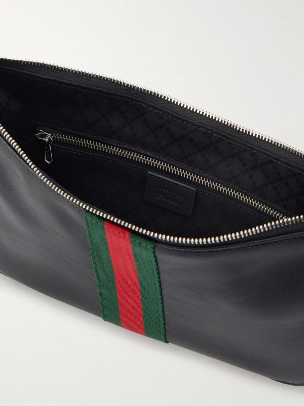 Lunetta Webbing-Trimmed Leather Messenger Bag - E1 Lunetta Webbing-Trimmed Leather Messenger Bag - E1