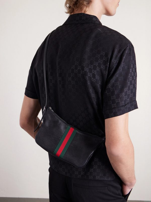 Lunetta Webbing-Trimmed Leather Messenger Bag - FR Lunetta Webbing-Trimmed Leather Messenger Bag - FR
