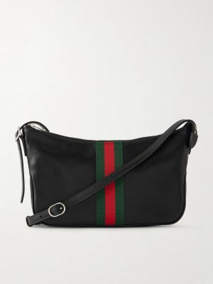 Lunetta Webbing-Trimmed Leather Messenger Bag Lunetta Webbing-Trimmed Leather Messenger Bag