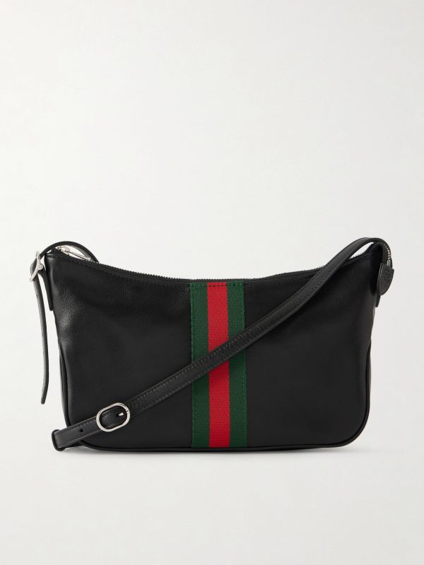 Lunetta Webbing-Trimmed Leather Messenger Bag Lunetta Webbing-Trimmed Leather Messenger Bag