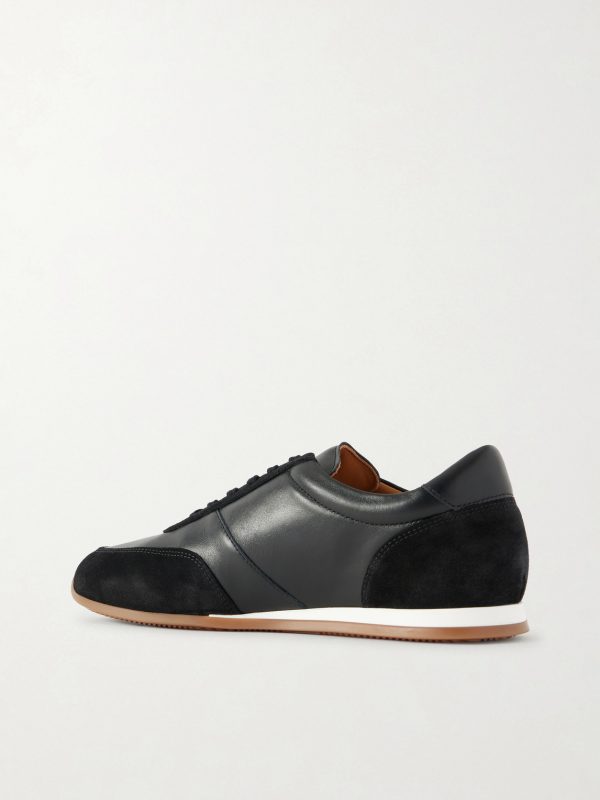 Suede-Trimmed Leather Sneakers - BK