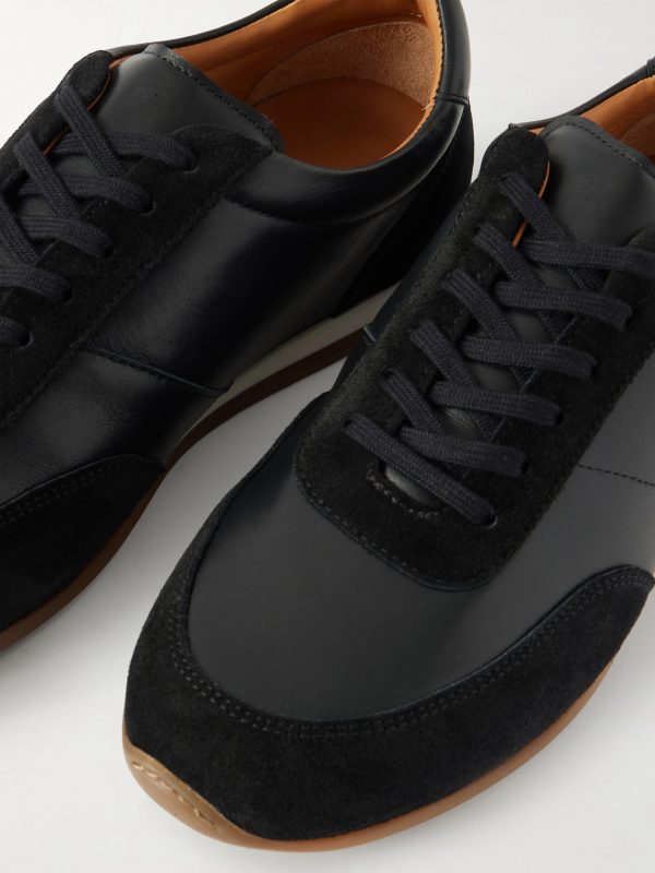 Suede-Trimmed Leather Sneakers - CU