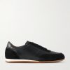 Suede-Trimmed Leather Sneakers
