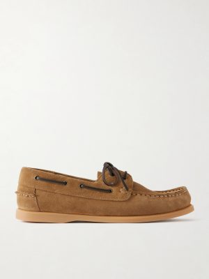 Leather-Trimmed Suede Boat Shoes Leather-Trimmed Suede Boat Shoes