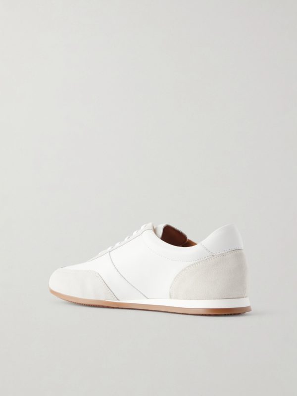 Suede-Trimmed Leather Sneakers - BK