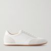 Suede-Trimmed Leather Sneakers