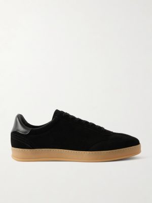 Leather-Trimmed Suede Sneakers