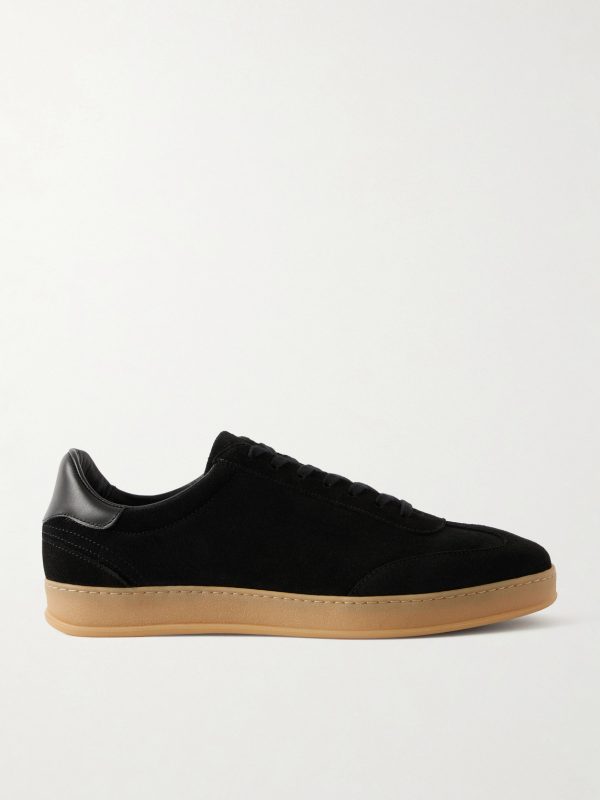 Leather-Trimmed Suede Sneakers