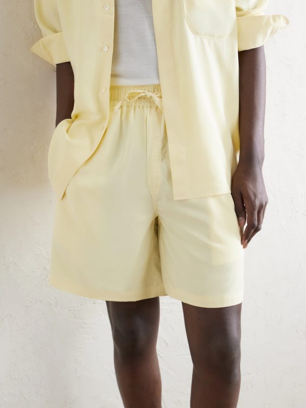 Straight-Leg Silk Shorts - CU Straight-Leg Silk Shorts - CU