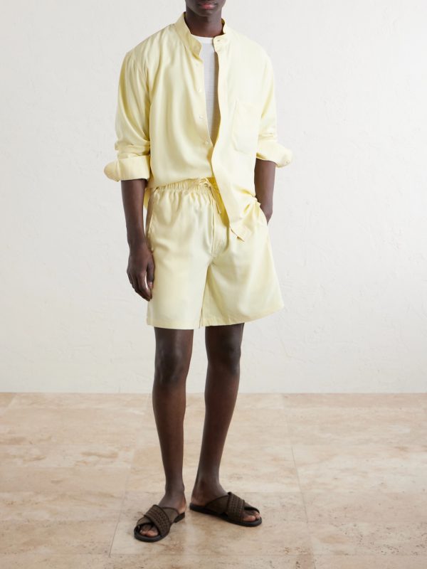 Straight-Leg Silk Shorts - OU Straight-Leg Silk Shorts - OU