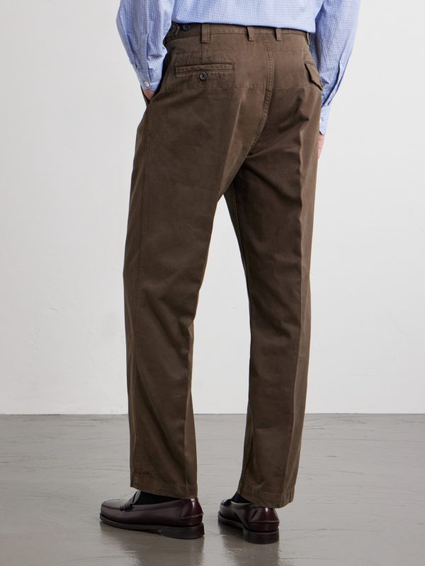 Straight-Leg Peached Cotton-Twill Trousers - BK