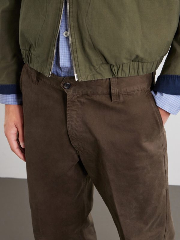Straight-Leg Peached Cotton-Twill Trousers - CU