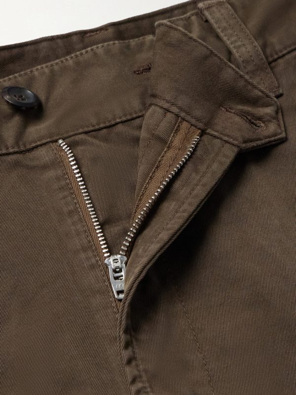 Straight-Leg Peached Cotton-Twill Trousers - E1