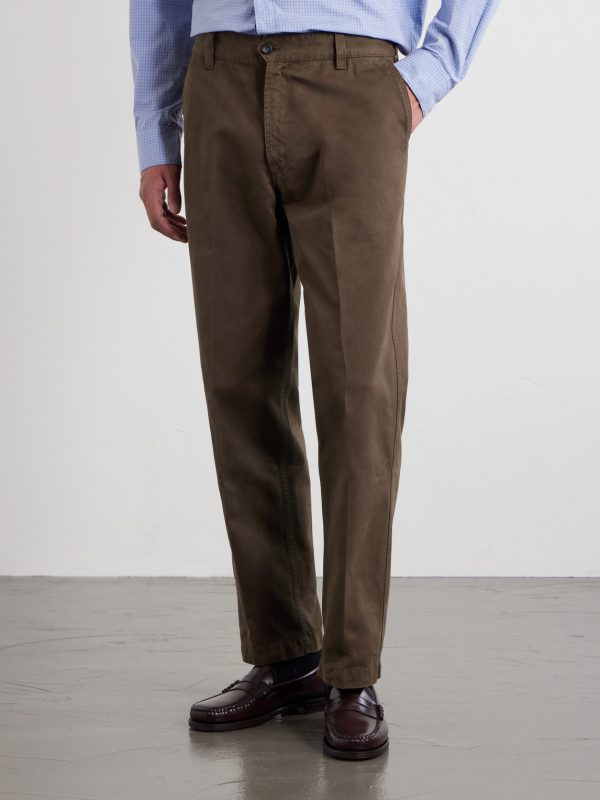 Straight-Leg Peached Cotton-Twill Trousers - FR