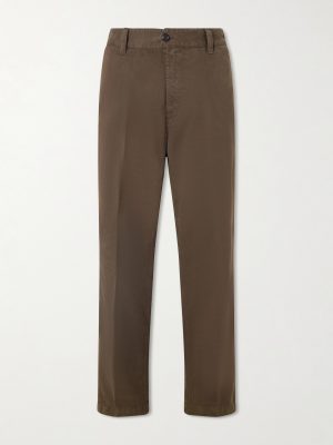 Straight-Leg Peached Cotton-Twill Trousers Straight-Leg Peached Cotton-Twill Trousers