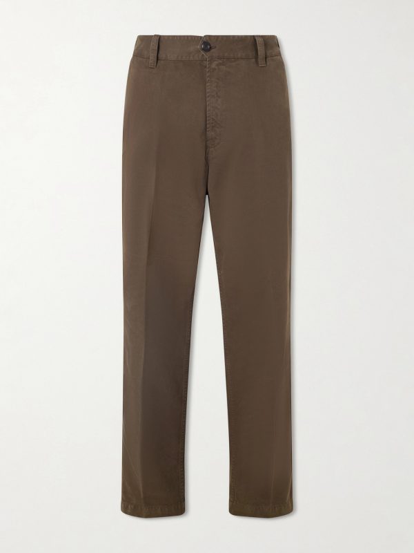 Straight-Leg Peached Cotton-Twill Trousers