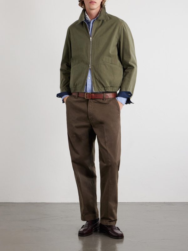 Straight-Leg Peached Cotton-Twill Trousers - OU