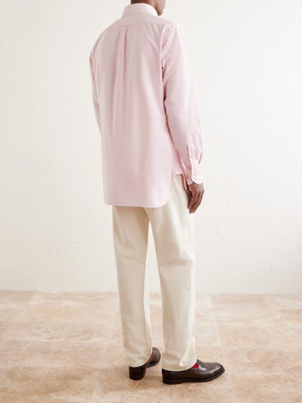 Button-Down Collar Striped Cotton Shirt - BK