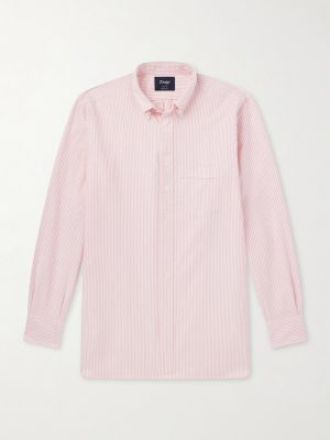 Button-Down Collar Striped Cotton Shirt