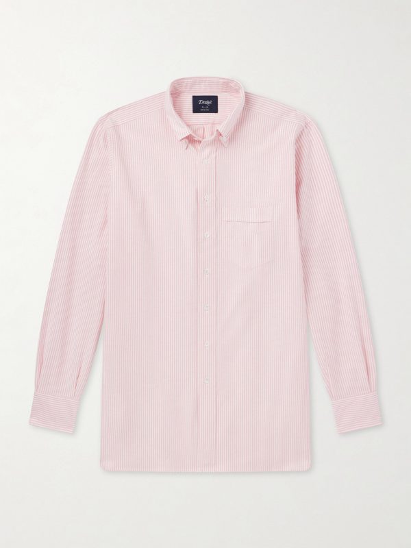 Button-Down Collar Striped Cotton Shirt