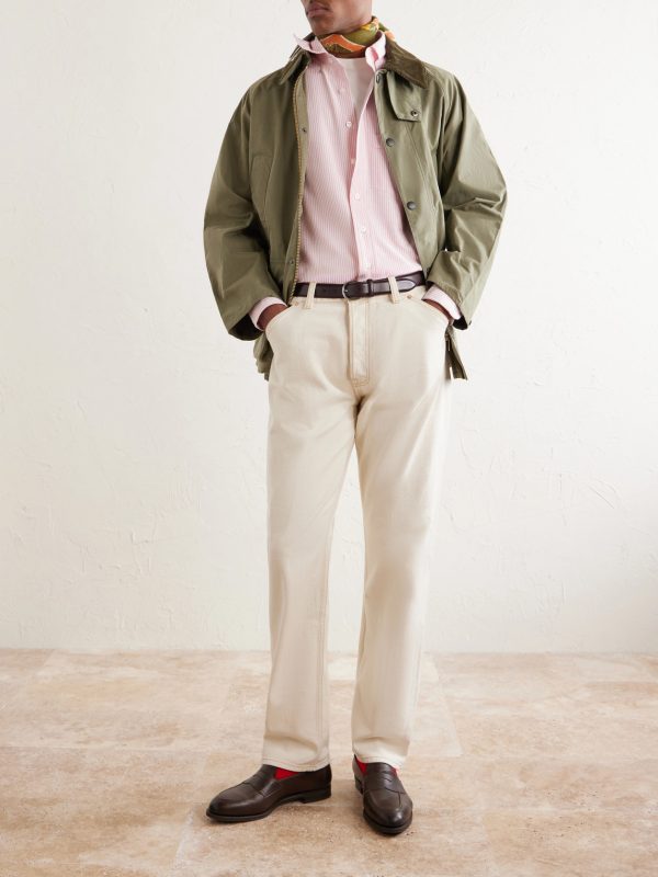 Button-Down Collar Striped Cotton Shirt - OU