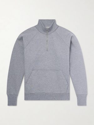 Cotton-Jersey Half-Zip Sweater