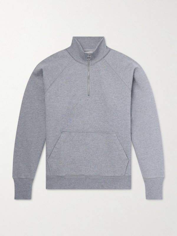 Cotton-Jersey Half-Zip Sweater