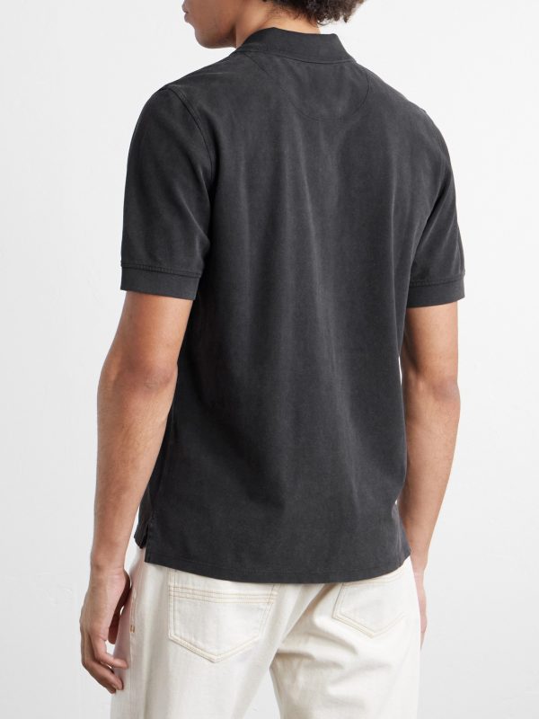Stone-Washed Cotton-Piqué Polo Shirt - BK