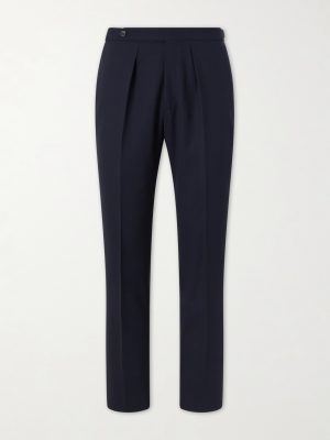 Straight-Leg Pleated Virgin Wool Suit Trousers