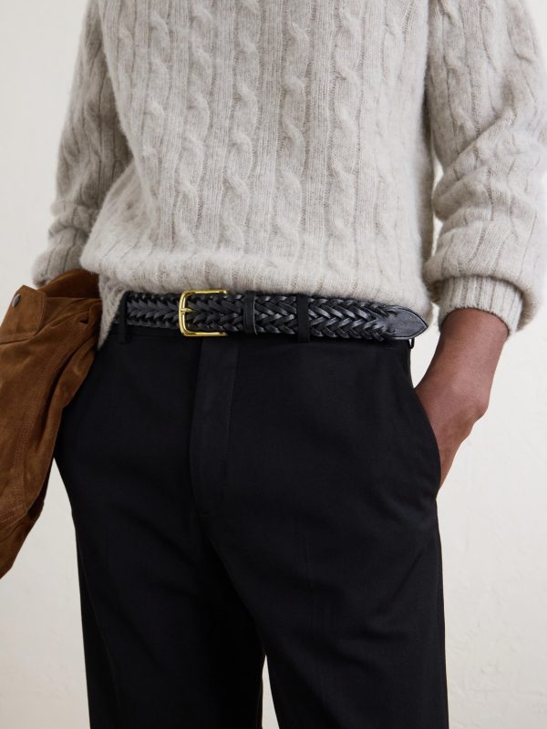 3.5cm Woven Leather Belt - OU