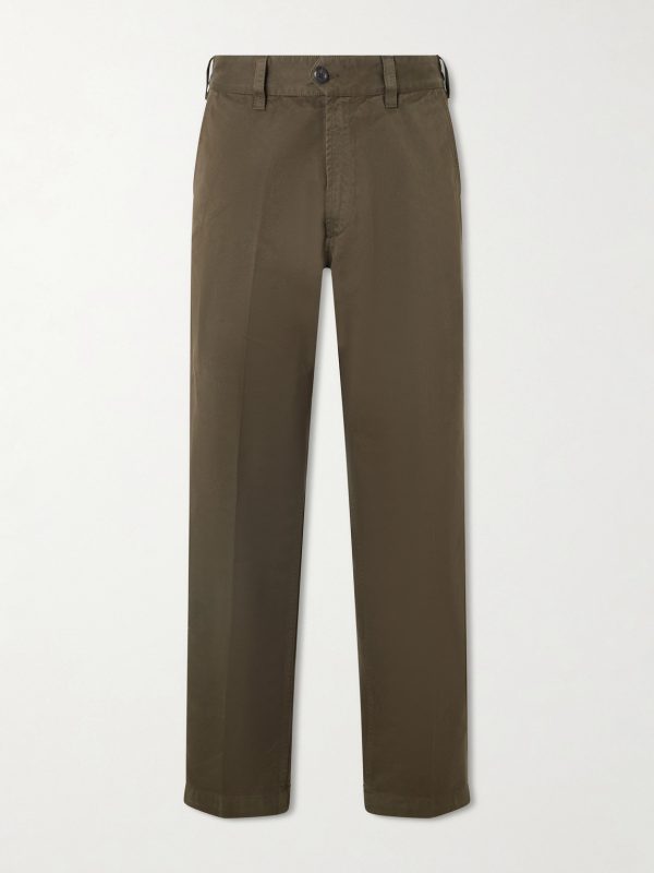 Straight-Leg Peached Cotton-Twill Trousers Straight-Leg Peached Cotton-Twill Trousers