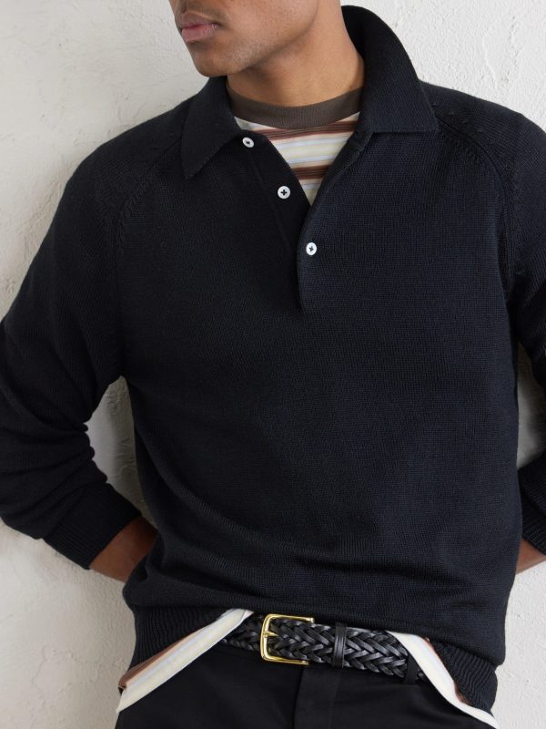 Knitted Merino Wool Polo Shirt - CU Knitted Merino Wool Polo Shirt - CU