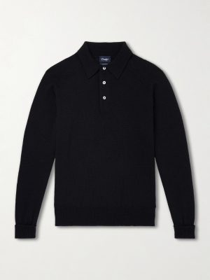 Knitted Merino Wool Polo Shirt