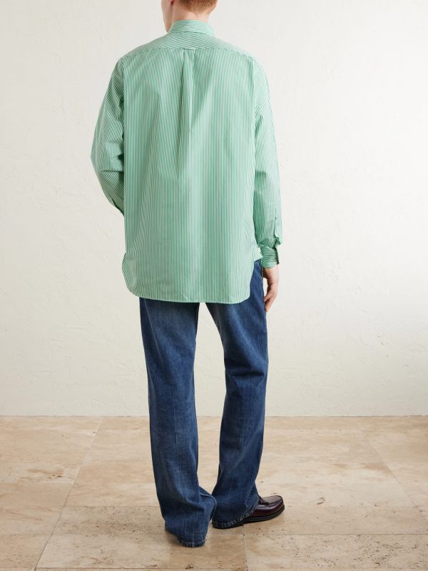 Button-Down Collar Striped Cotton-Poplin Shirt - BK Button-Down Collar Striped Cotton-Poplin Shirt - BK