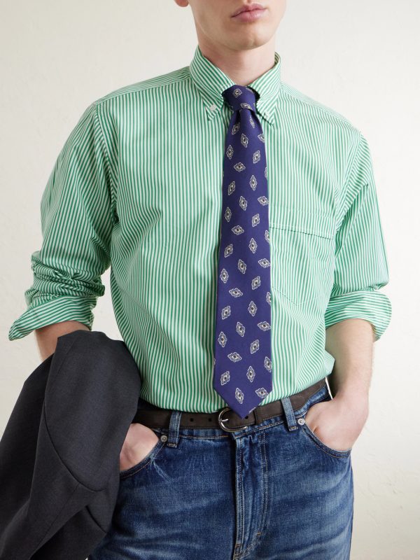 Button-Down Collar Striped Cotton-Poplin Shirt - CU Button-Down Collar Striped Cotton-Poplin Shirt - CU