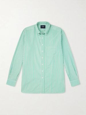 Button-Down Collar Striped Cotton-Poplin Shirt
