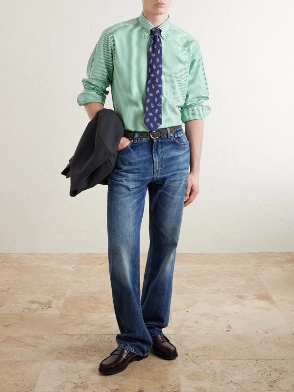 Button-Down Collar Striped Cotton-Poplin Shirt - OU Button-Down Collar Striped Cotton-Poplin Shirt - OU