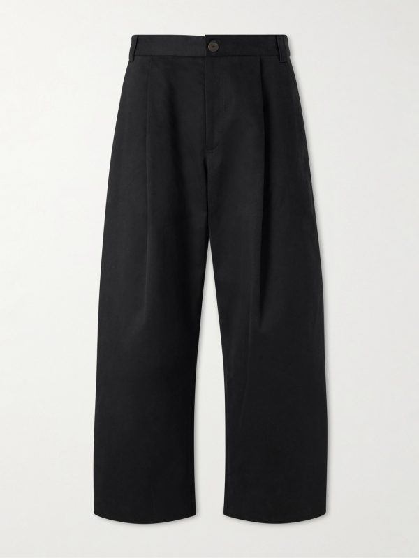 Sorte Wide-Leg Pleated Cotton-Twill Trousers