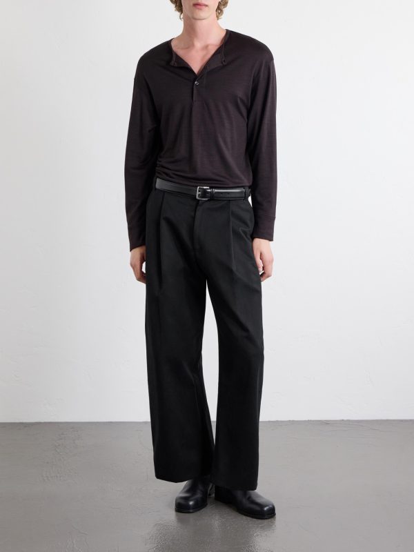 Sorte Wide-Leg Pleated Cotton-Twill Trousers - OU