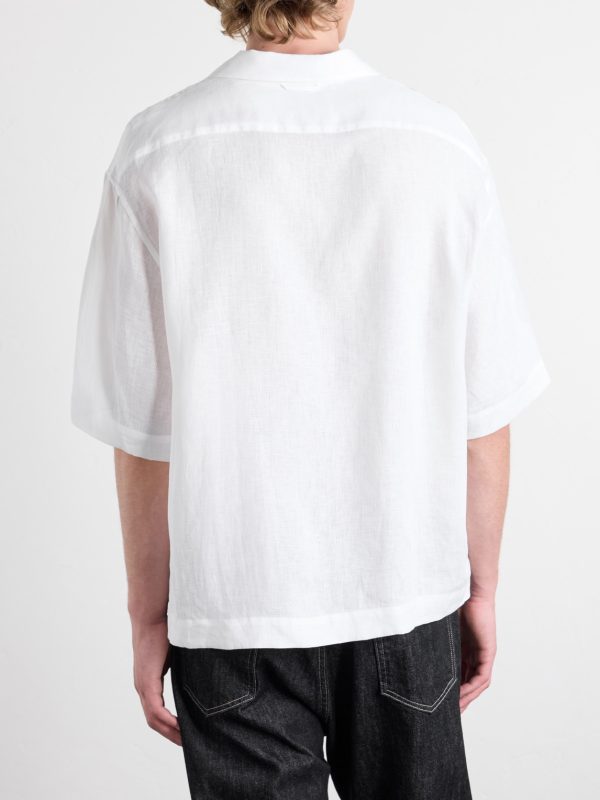 Convertible-Collar Linen Shirt - BK Convertible-Collar Linen Shirt - BK