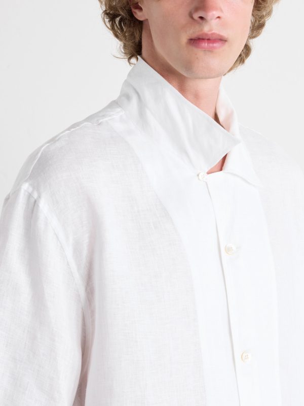 Convertible-Collar Linen Shirt - CU Convertible-Collar Linen Shirt - CU