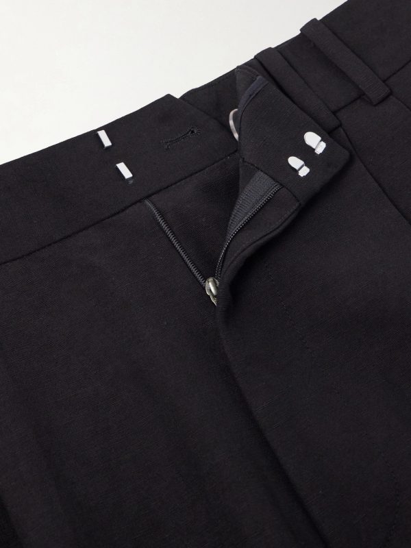 Straight-Leg Pleated Linen and Wool-Blend Suit Trousers - E1 Straight-Leg Pleated Linen and Wool-Blend Suit Trousers - E1