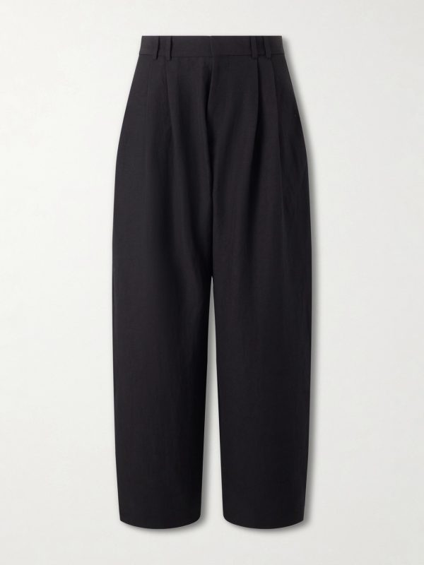 Straight-Leg Pleated Linen and Wool-Blend Suit Trousers Straight-Leg Pleated Linen and Wool-Blend Suit Trousers