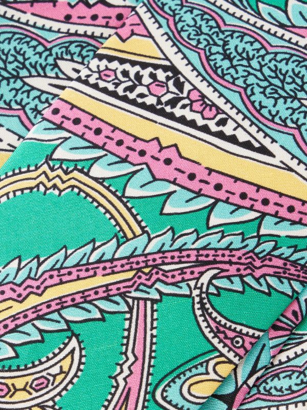 7cm Nouveau Leaves Printed Silk-Shantung Tie - E1