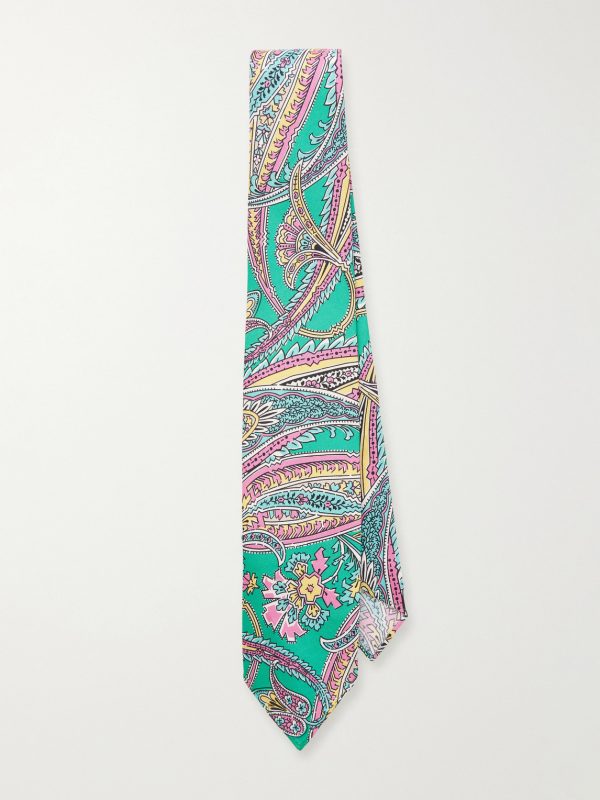 7cm Nouveau Leaves Printed Silk-Shantung Tie