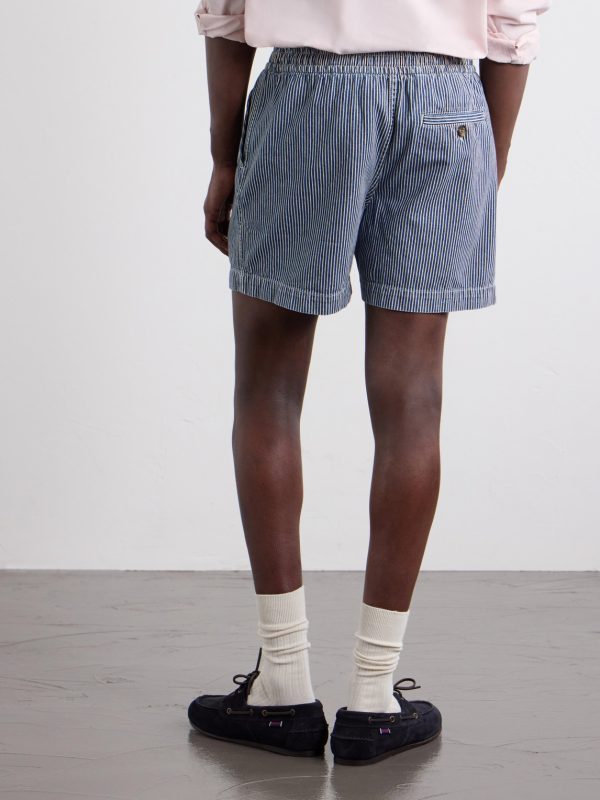 Straight-Leg Striped Cotton Drawstring Shorts - BK Straight-Leg Striped Cotton Drawstring Shorts - BK