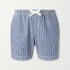 Straight-Leg Striped Cotton Drawstring Shorts Straight-Leg Striped Cotton Drawstring Shorts