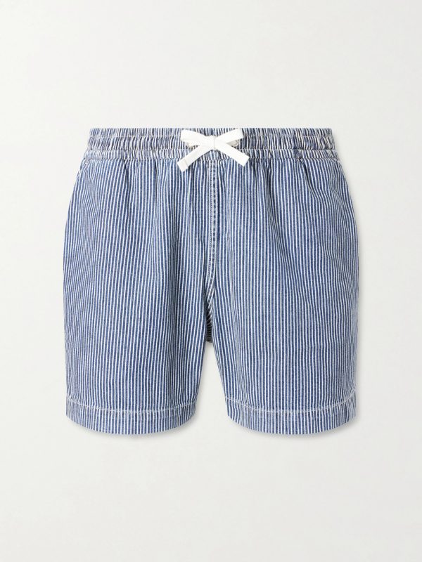 Straight-Leg Striped Cotton Drawstring Shorts Straight-Leg Striped Cotton Drawstring Shorts