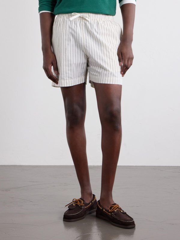 Straight-Leg Striped Cotton and Linen-Blend Drawstring Shorts - FR Straight-Leg Striped Cotton and Linen-Blend Drawstring Shorts - FR